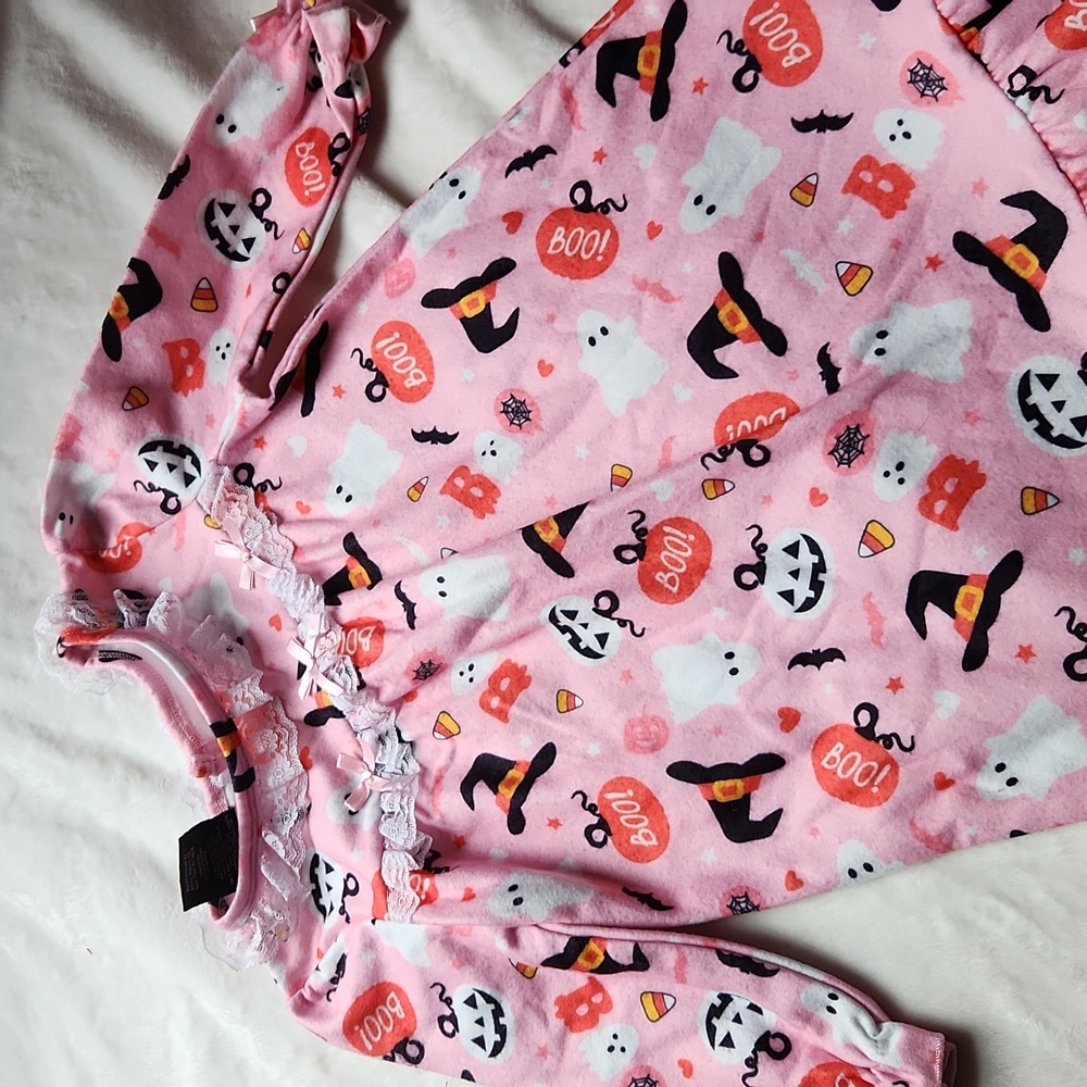 Halloween, Spooky, Fun Pumkins, Ghost, Dress, Nightgown, Ruffle and Lace, 3t